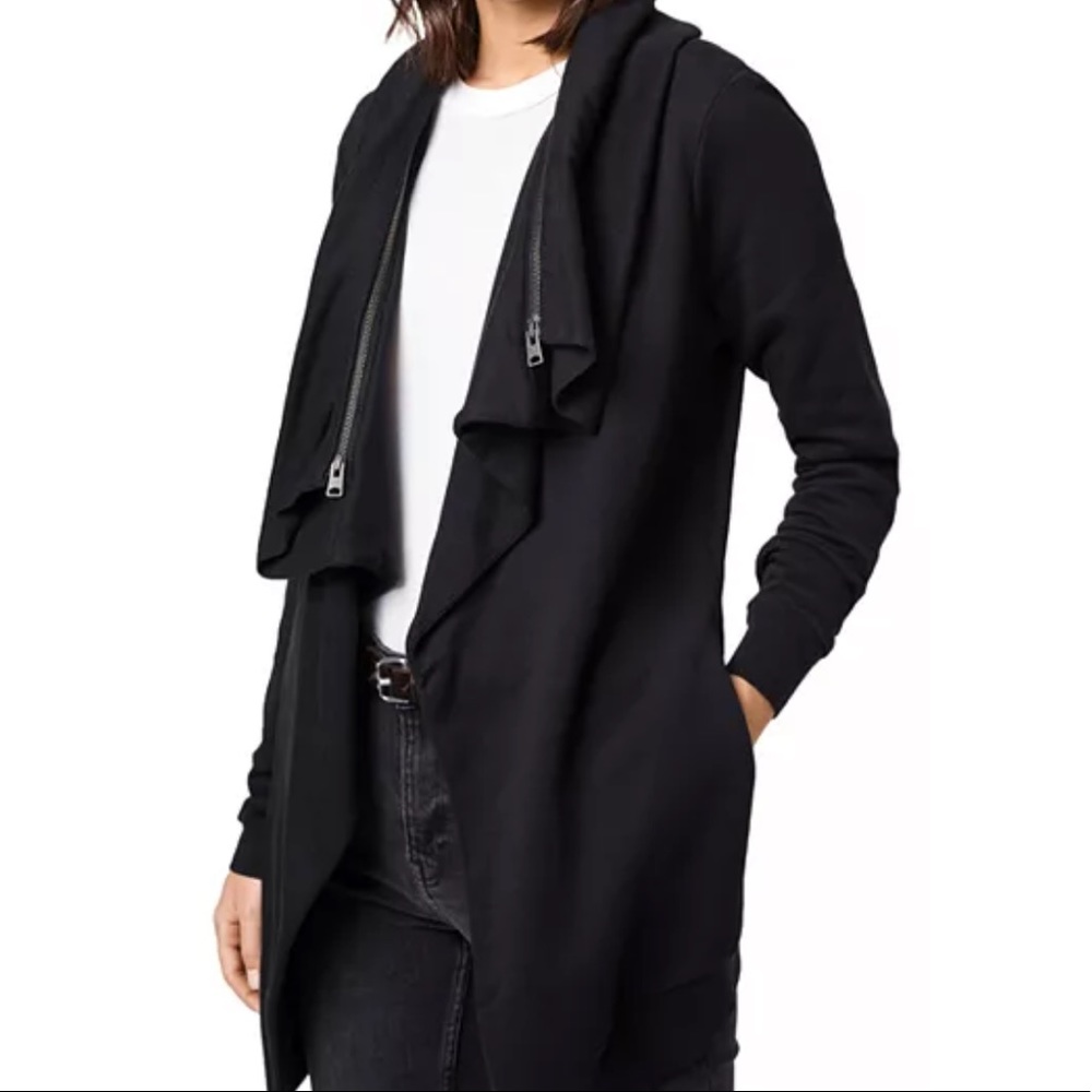 All Saints Sweatshirt Dahlia Convertible Zipper Collar Black S NWT - Picture 12 of 12